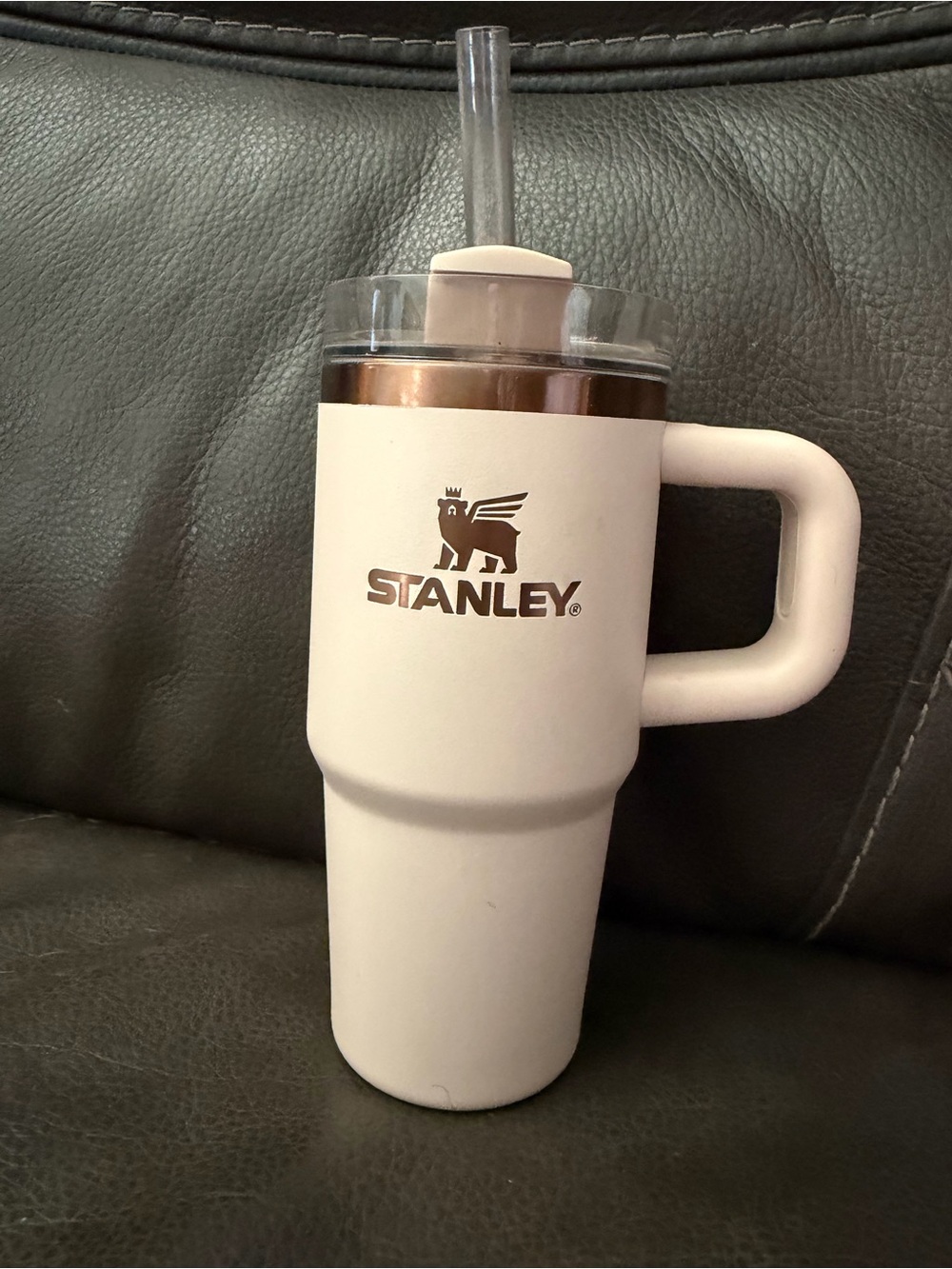 Stanley Blush Pink Travel Tumbler with Handle and Straw